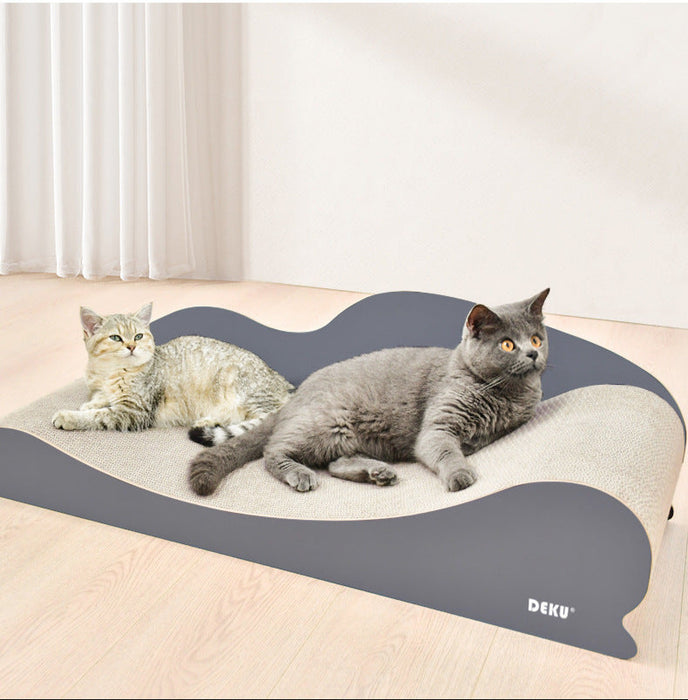 70cm Grey Wood Lounger Cat Scratch Board & Scratch Bed