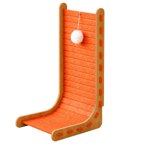Orange L-shaped felt cat scratch board, wear-resistant vertical cat scratcher toy