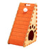 Orange triangular vertical cat bed with integrated scratch-resistant claw board