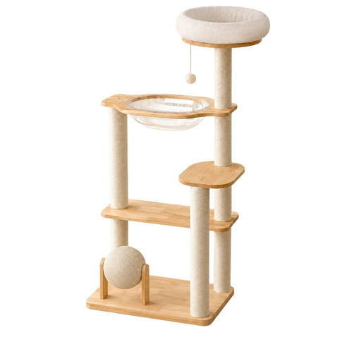 Paws & Play Castle 133cm solid wood cat condo and premium indoor tower