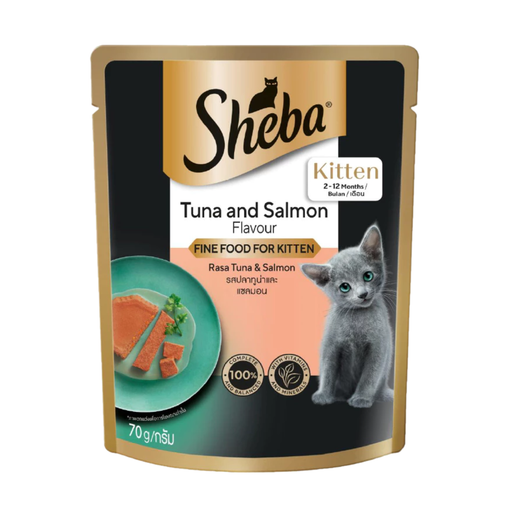 Sheba Cat Wet Food Pouch Kitten Tuna and Salmon 70g