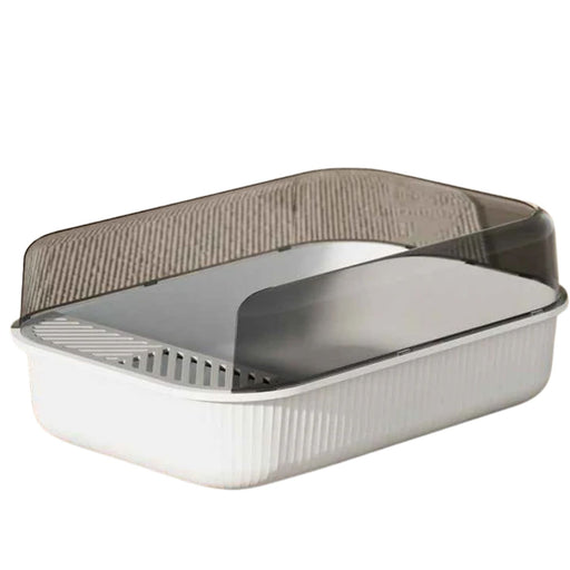 Spacious Semi-Enclosed Cat Litter Box (White)