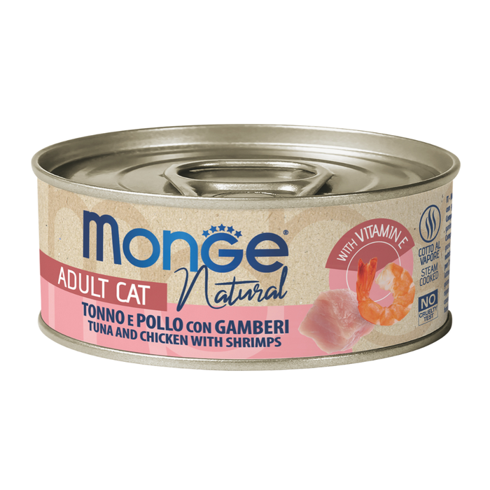Monge Cat Natural Tuna & Chicken with Shrimp 80g x 24