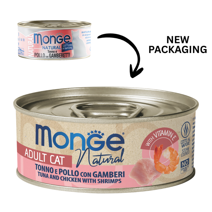 Monge Cat Natural Tuna & Chicken with Shrimp 80g x 24