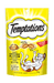 Temptations Tasty Chicken cat treat package with a yellow background