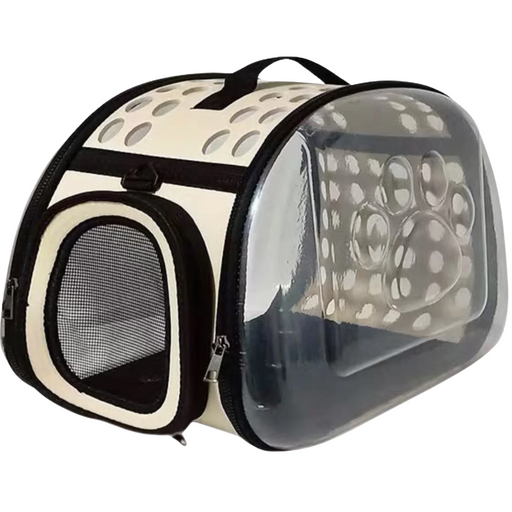 Transparent Sling Pet Carrier (Vanilla) – Foldable Travel Bag for Pets packaging and full view