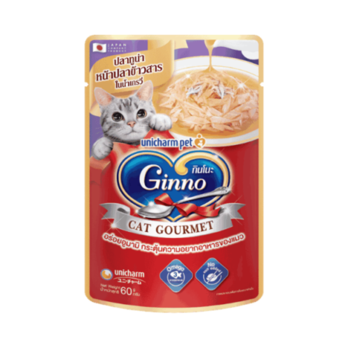 Unicharm Ginno Gourmet Tuna Topping Shirasu in Gravy Pouch 60g packaging
