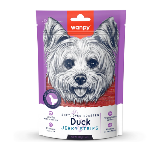 Wanpy Duck Jerky Strips Dog Treats 100g pack for dog snacks Singapore