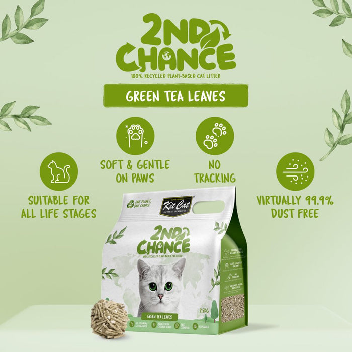Kit Cat 2nd Chance Green Tea Leaves Cat Litter 2.5kg x 6