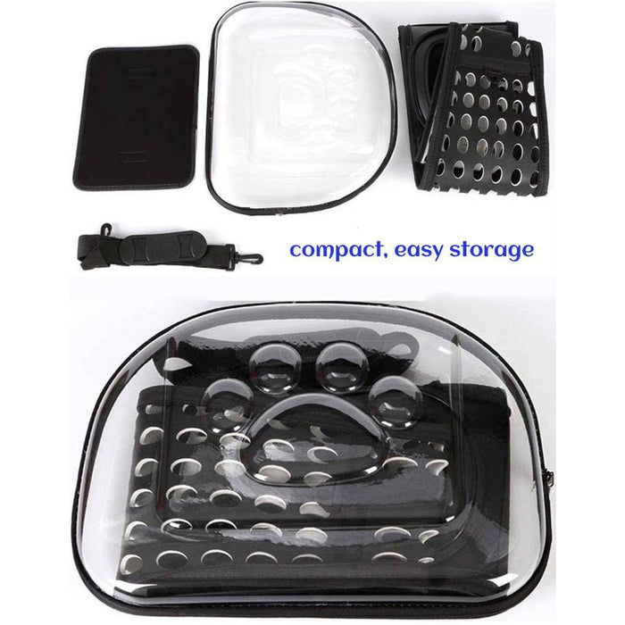 Transparent Sling Pet Carrier – Foldable Travel Bag for Pets (Black)