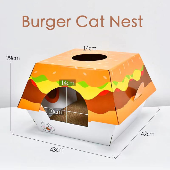 Hamburger Box Cat Bed & Scratch Board