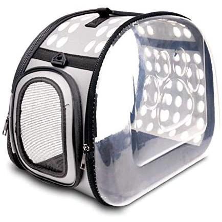 Transparent Sling Pet Carrier – Foldable Travel Bag for Pets (Grey)