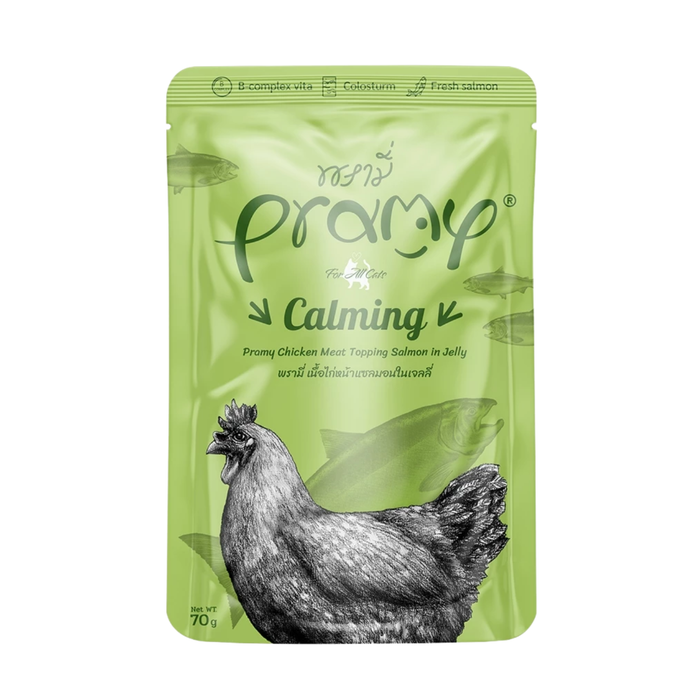 Pramy Cat Calming Chicken Meat Topping Salmon In Jelly 70g