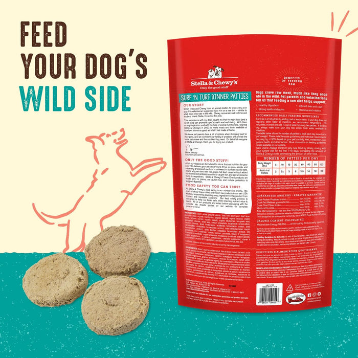 ✅B2F1 (ALPS PATE)! Stella & Chewy's Dog Freeze-Dried Dinner Patties Surf 'N Turf Beef & Salmon 14oz