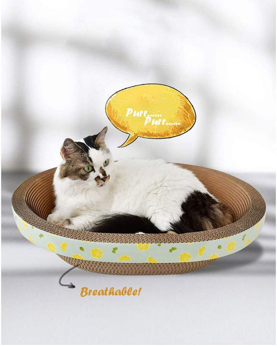 58cm Oval Shape Cat Scratching Board & Bowl Bed Pet Scratcher