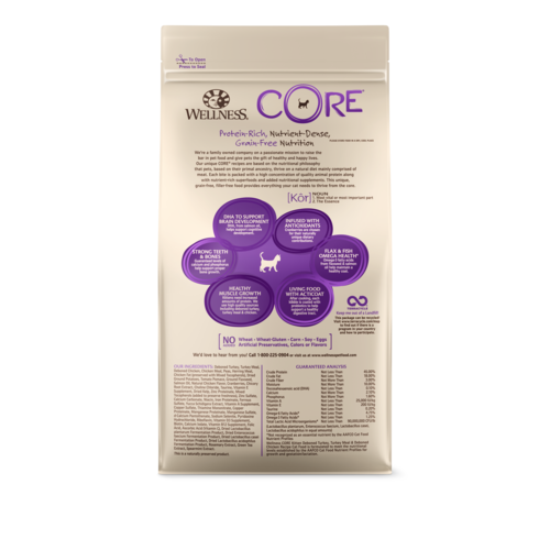 Wellness CORE Grain-Free Kitten: Deboned Turkey, Turkey Meal & Deboned Chicken Dry Cat Food 5lbs