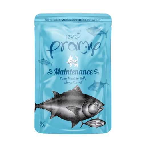 Pramy Cat Adult Maintenance Tuna Meat in Jelly 70g wet cat food for adult cats, supports overall health and wellbeing with premium protein and essential vitamins