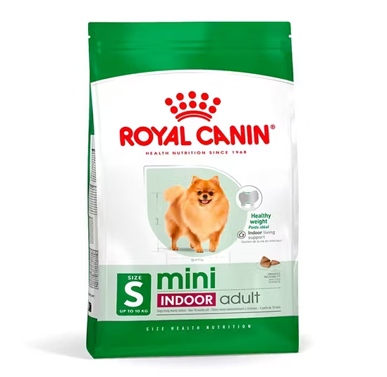 Royal Canin Mini Indoor Adult Dry Dog Food 7.5kg – Tailored nutrition for small indoor adult dogs, supports digestion and coat health