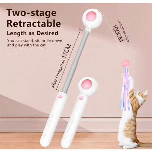 Petgravity 3-in-1 Retractable Cat Toy Retractable Wand With Laser (Blue)