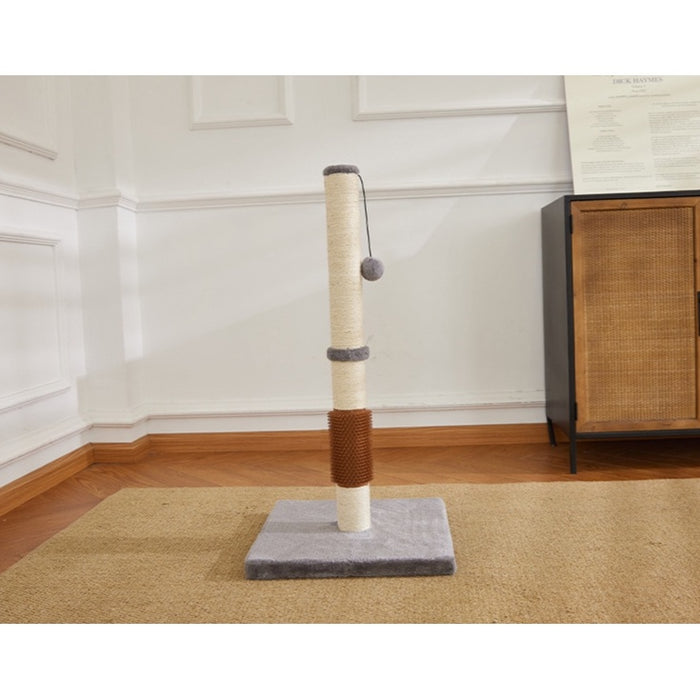 80cm Cat Scratcher Post with Self-Grooming Brush (Cream)