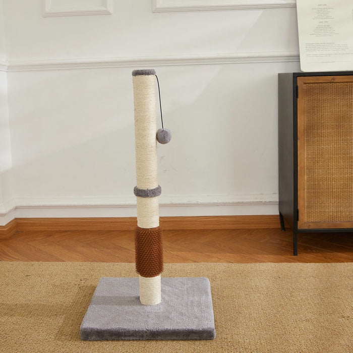 80cm Cat Scratcher Post with Self-Grooming Brush (Cream)