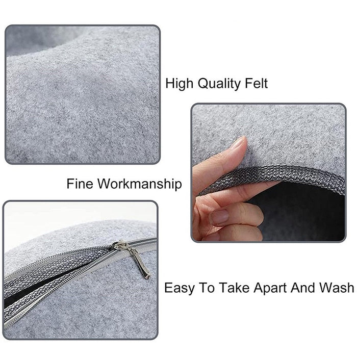 2-in-1 Cat Tunnel & Felt Donut Bed (Light Grey)