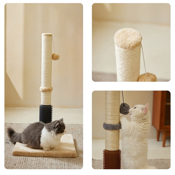 80cm Cat Scratcher Post with Self-Grooming Brush (Cream)