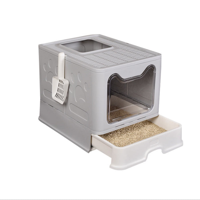 Premium Fully Enclosed Foldable Cat Litter Box Toilet (Pink)