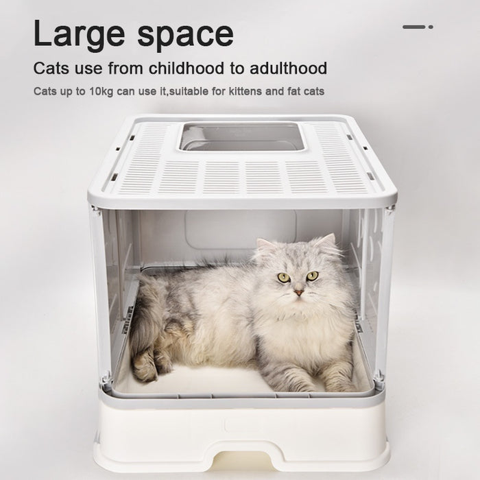 Premium Fully Enclosed Foldable Cat Litter Box Toilet (Pink)