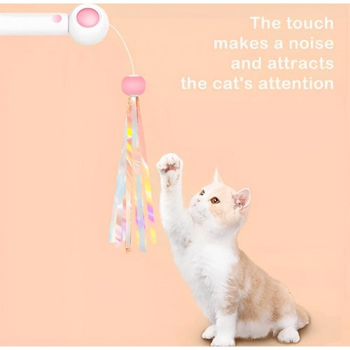 Petgravity 3-in-1 Retractable Cat Toy Retractable Wand With Laser (Blue)