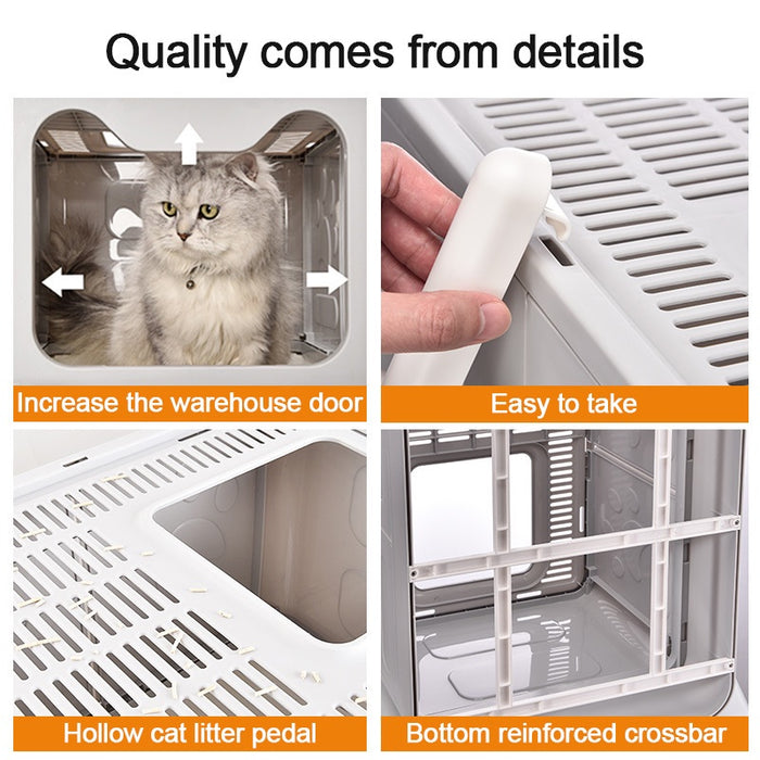 Premium Fully Enclosed Foldable Cat Litter Box Toilet (Pink)