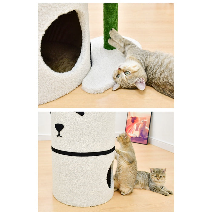 Double-Story Panda Cat Condo & Scratch Post Tree