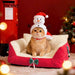 Red Christmas Decor Soft Pet Bed