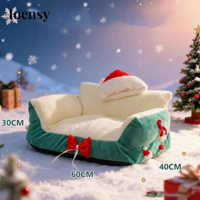 Green Christmas Decor Soft Pet Bed