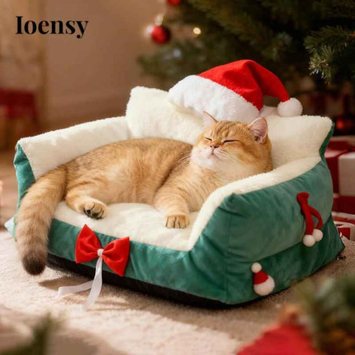 Green Christmas Decor Soft Pet Bed