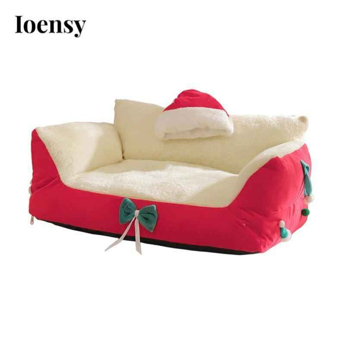 Red Christmas Decor Soft Pet Bed