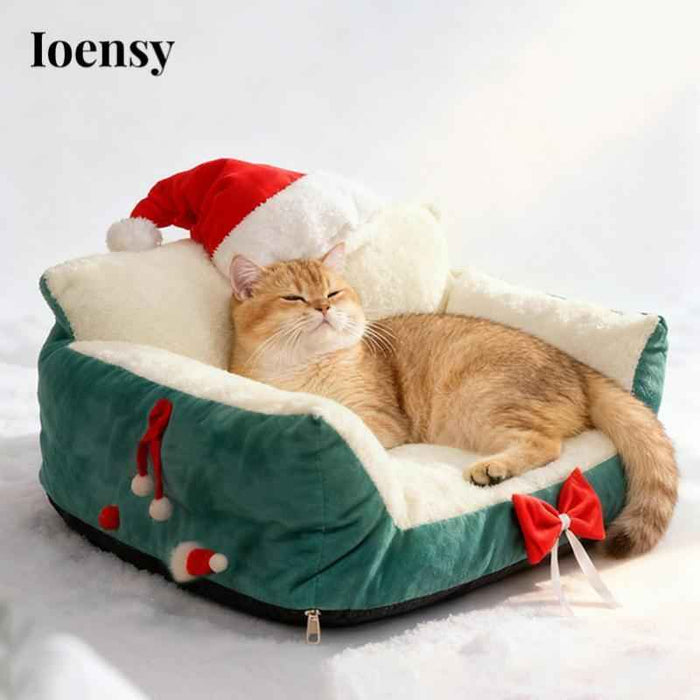 Green Christmas Decor Soft Pet Bed