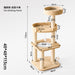Cat climbing frame with dimensions labeled on a white background