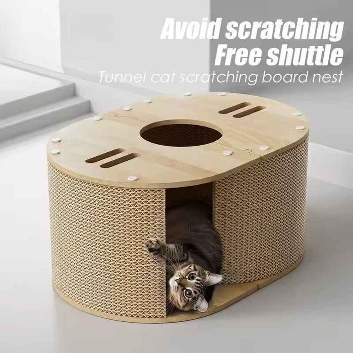 Double Holes Cat Tunnel Cat Scratch Board Cat House Cat Nest Integrated Wear-Resistant Cat Toys