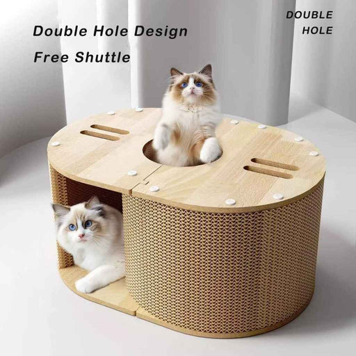 Double Holes Cat Tunnel Cat Scratch Board Cat House Cat Nest Integrated Wear-Resistant Cat Toys