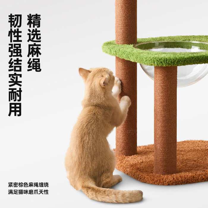 113cm Solid Wood Cat Tree Tower – 4-Tier Climbing Frame with Scratching Posts