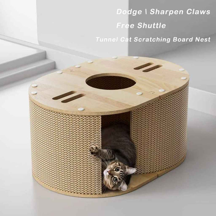 Double Holes Cat Tunnel Cat Scratch Board Cat House Cat Nest Integrated Wear-Resistant Cat Toys