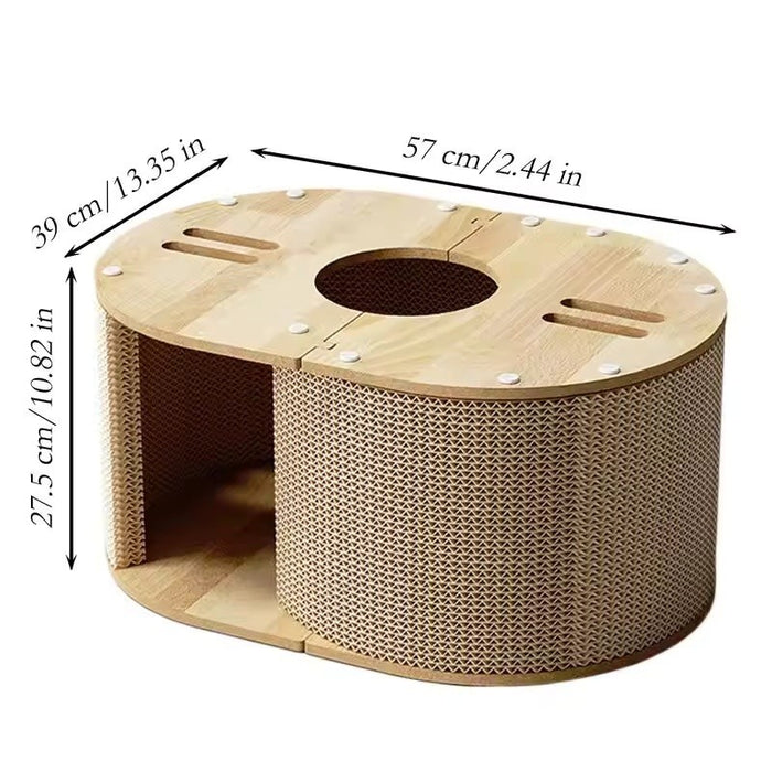 Double Holes Cat Tunnel – Integrated Scratch Board & Cat House Nest (Wear-Resistant)