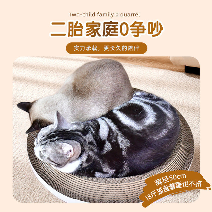 50cm Multi-Purpose Round Cat Nest Bed with Bell & Durable Scratching Board