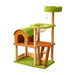 123CM Purr & Play Cottage Solid Wood Cat Tree Cat Condo Cat House Cat Scratching House Cat Scratch Board Cat Towel
