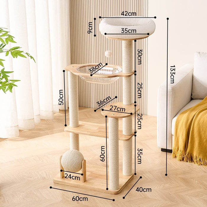 133cm Paws & Play Castle Solid Wood Cat Condo