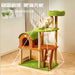 123CM Purr & Play Cottage Solid Wood Cat Tree Cat Condo Cat House Cat Scratching House Cat Scratch Board Cat Towel