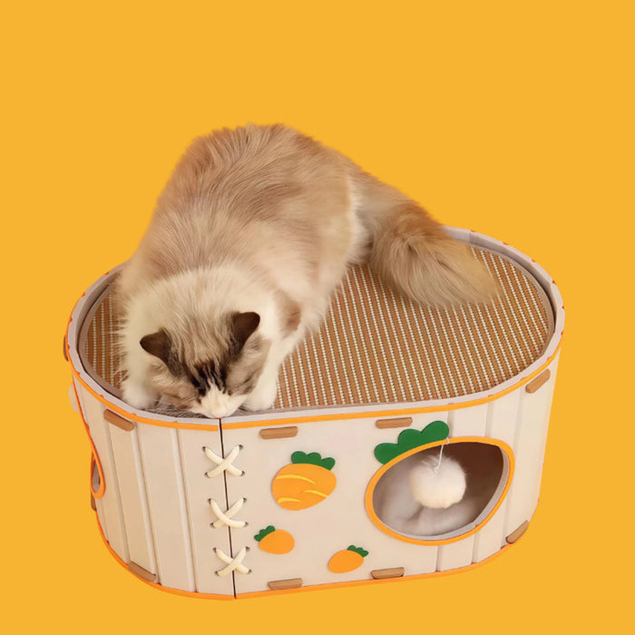 Double-Layer Cute Carrot Cat House | Cat Tunnel & Scratching Board
