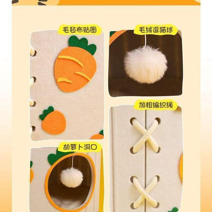 Double-Layer Cute Carrot Cat House | Cat Tunnel & Scratching Board