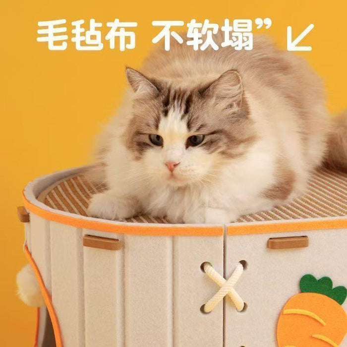 Double-Layer Cute Carrot Cat House | Cat Tunnel & Scratching Board